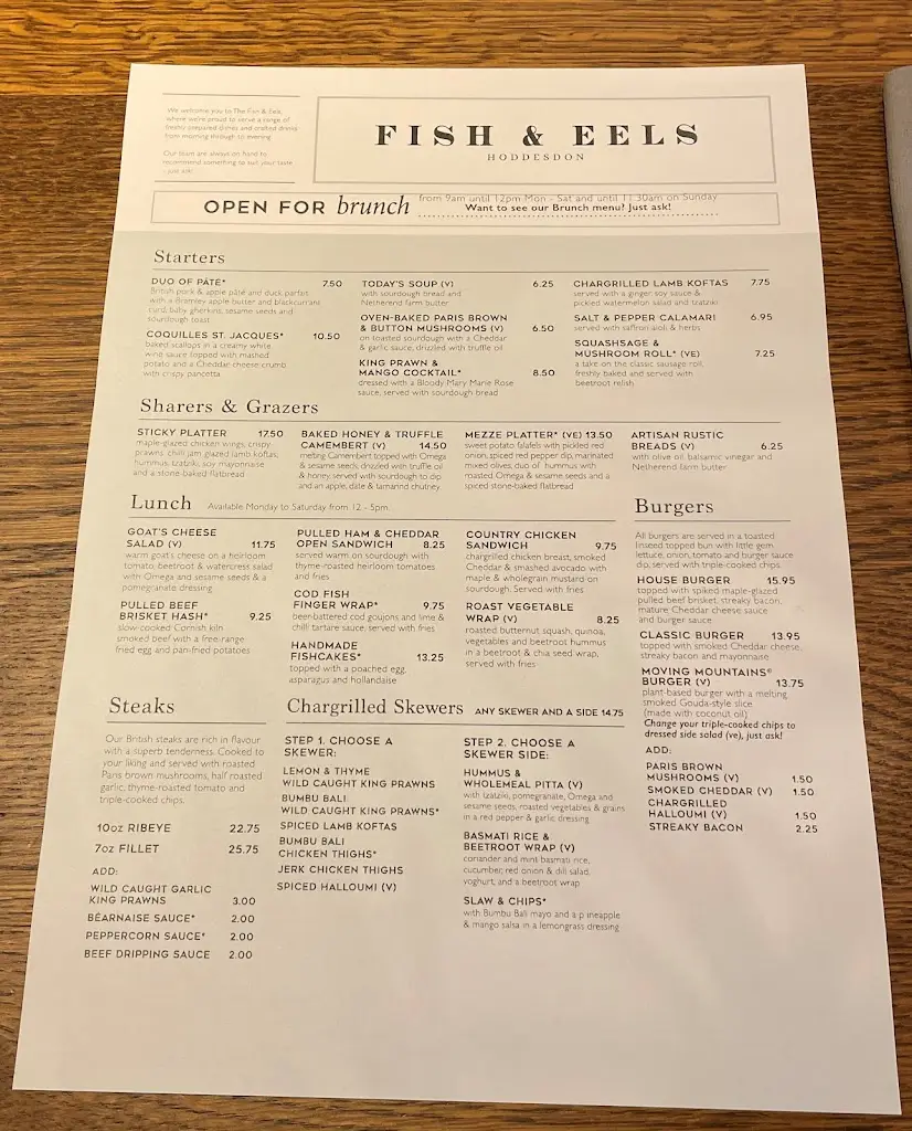 Menu_The Fish And Eels_Roydon_image_3