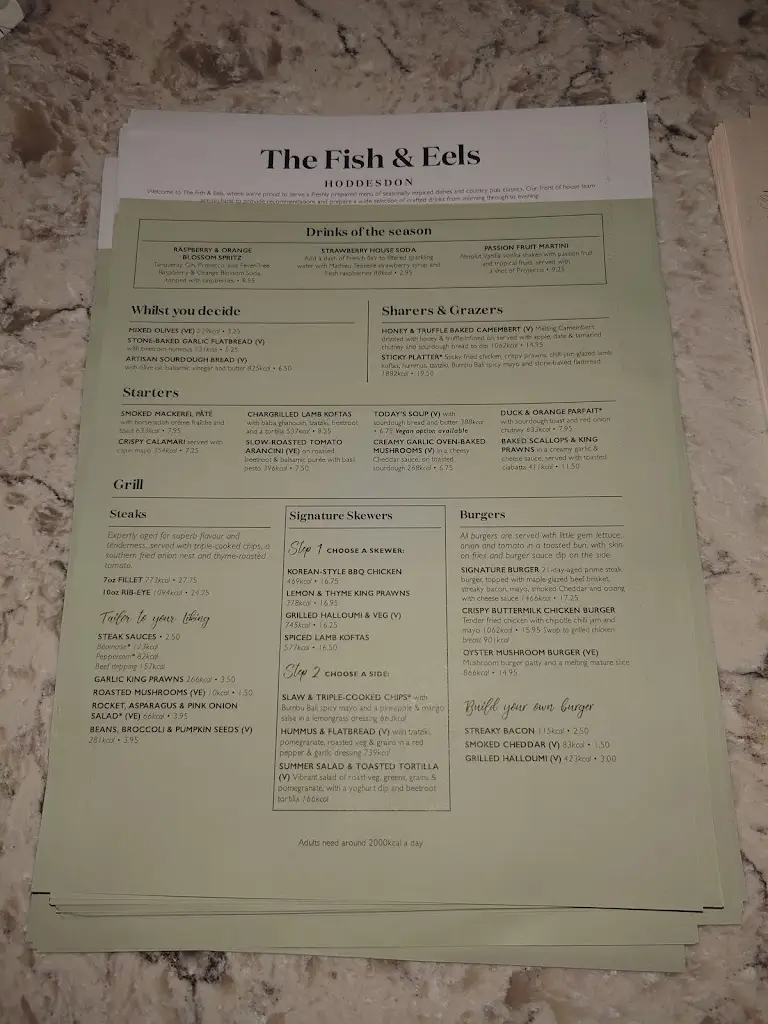 Menu_The Fish And Eels_Roydon_image_4