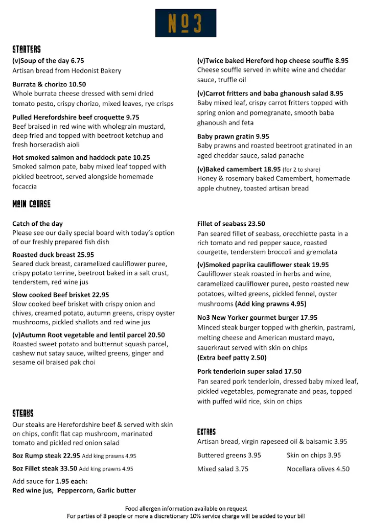 Menu_No3 Restaurant_Ross on Wye_image_1