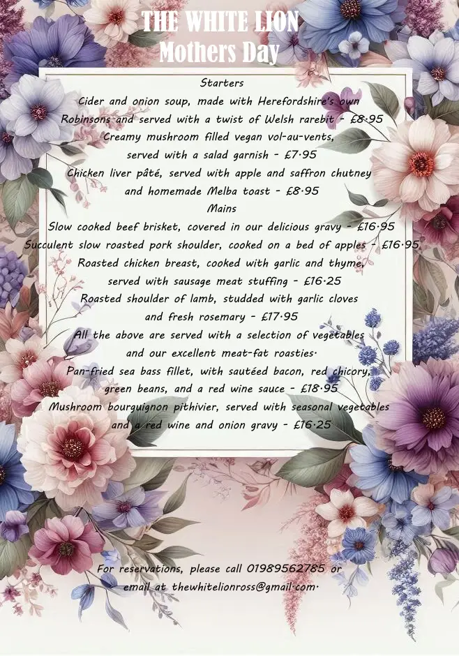 Menu_The White Lion_Ross on Wye_image_1