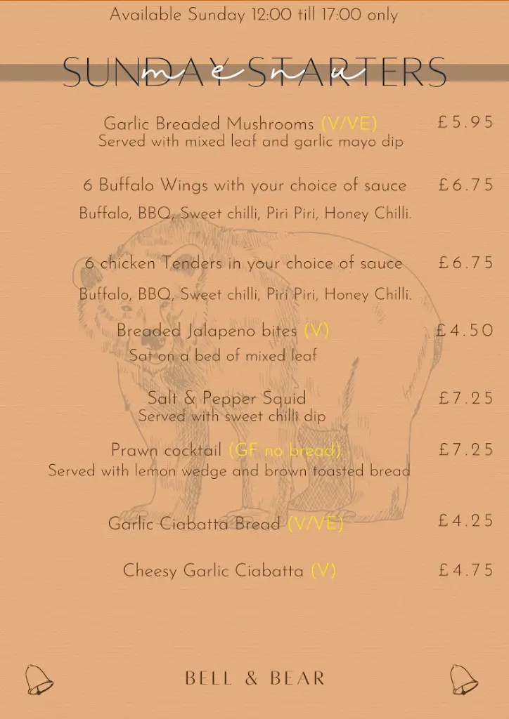 Menu_Bell & Bear Inn_Rowley Regis_image_1