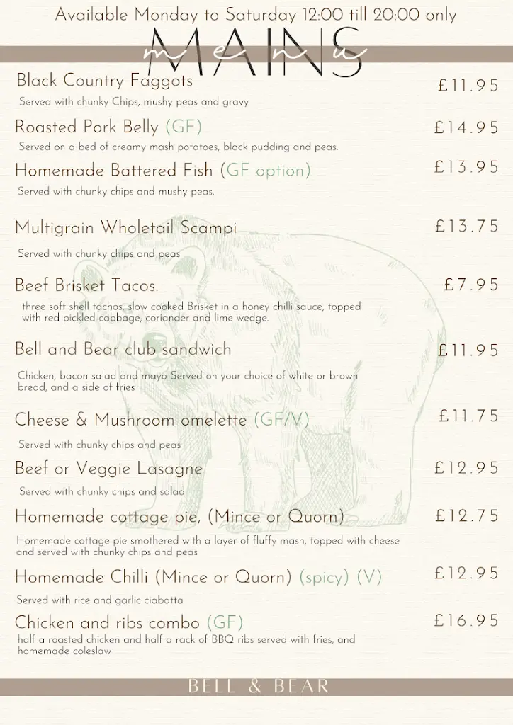 Menu_Bell & Bear Inn_Rowley Regis_image_3