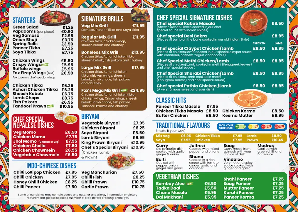 Menu_The Fox Tavern_Rowley Regis_image_1