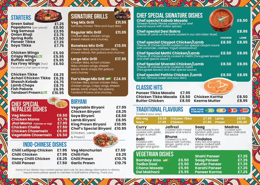 Menu_The Fox Tavern_Rowley Regis_image_2