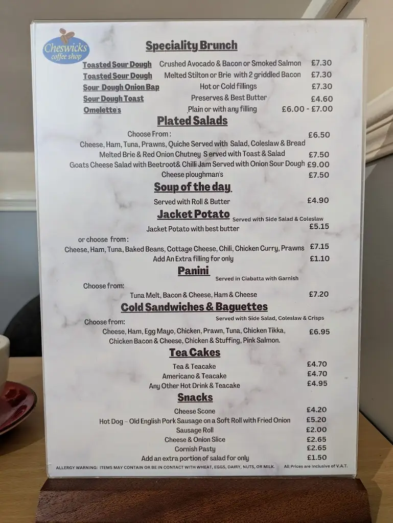 Menu_Cheswicks Coffee Shop_Rowley Regis_immagine_1