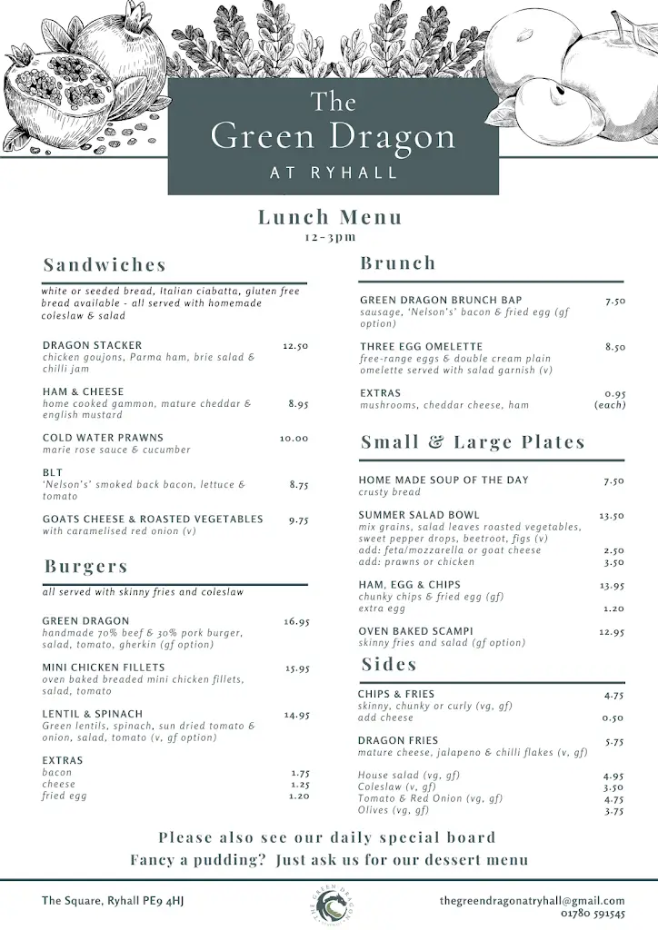 Menu_The Green Dragon at Ryhall_Ryhall_image_2