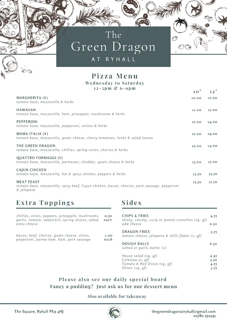 Menu_The Green Dragon at Ryhall_Ryhall_image_3