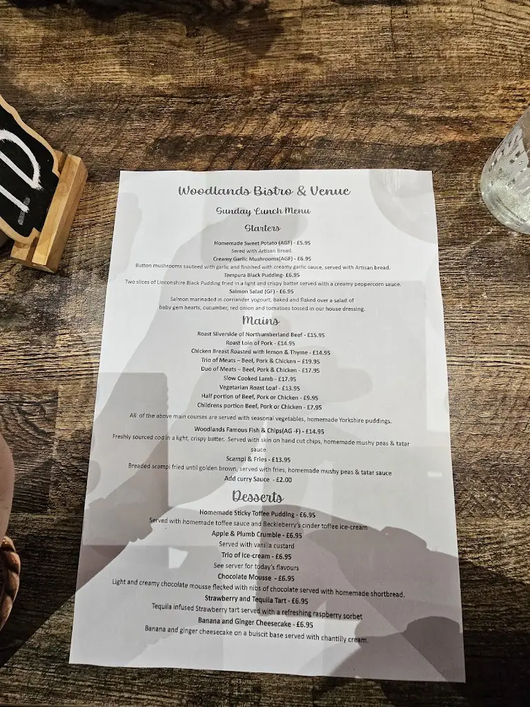 Menu_Woodlands Bistro & Venue_Sacriston_immagine_1