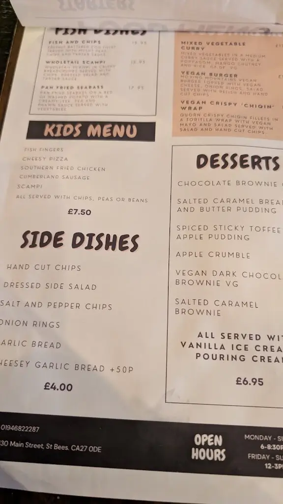 Menu_The Queens_Saint Bees_image_1