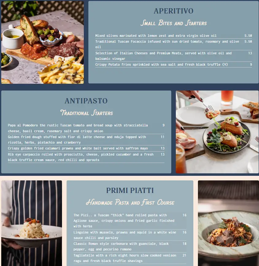 Menu_Tavola Italian Restaurant Leamington Spa_Royal Leamington Spa_image_1