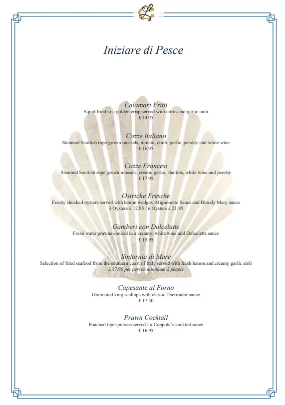 Menu_La Coppola Ristorante & Oyster Bar_Royal Leamington Spa_image_3