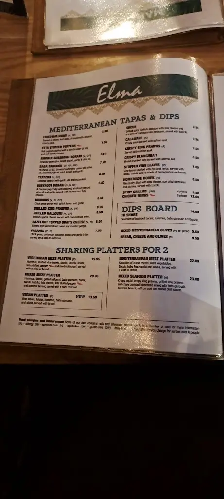 Menu_Elma Restaurant_Royal Leamington Spa_image_1