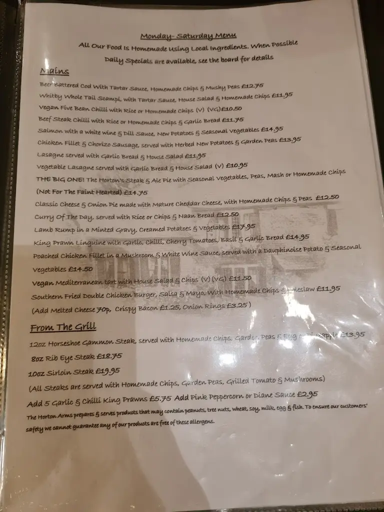 Menu_The Horton Arms_Royton_image_2