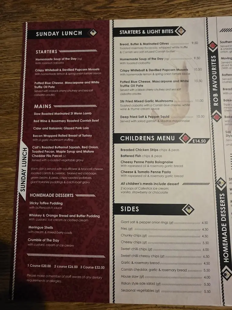 Menu_The Ring O' Bells_Saint Columb Major_image_1