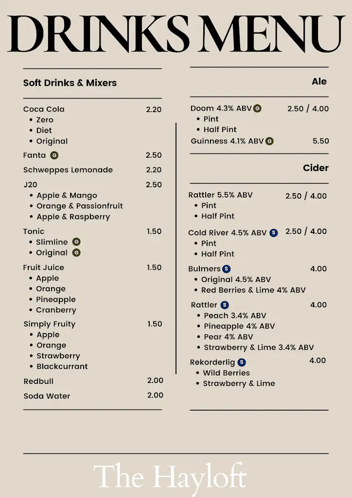 Menu_Hayloft Bar_Saint Columb Major_image_3