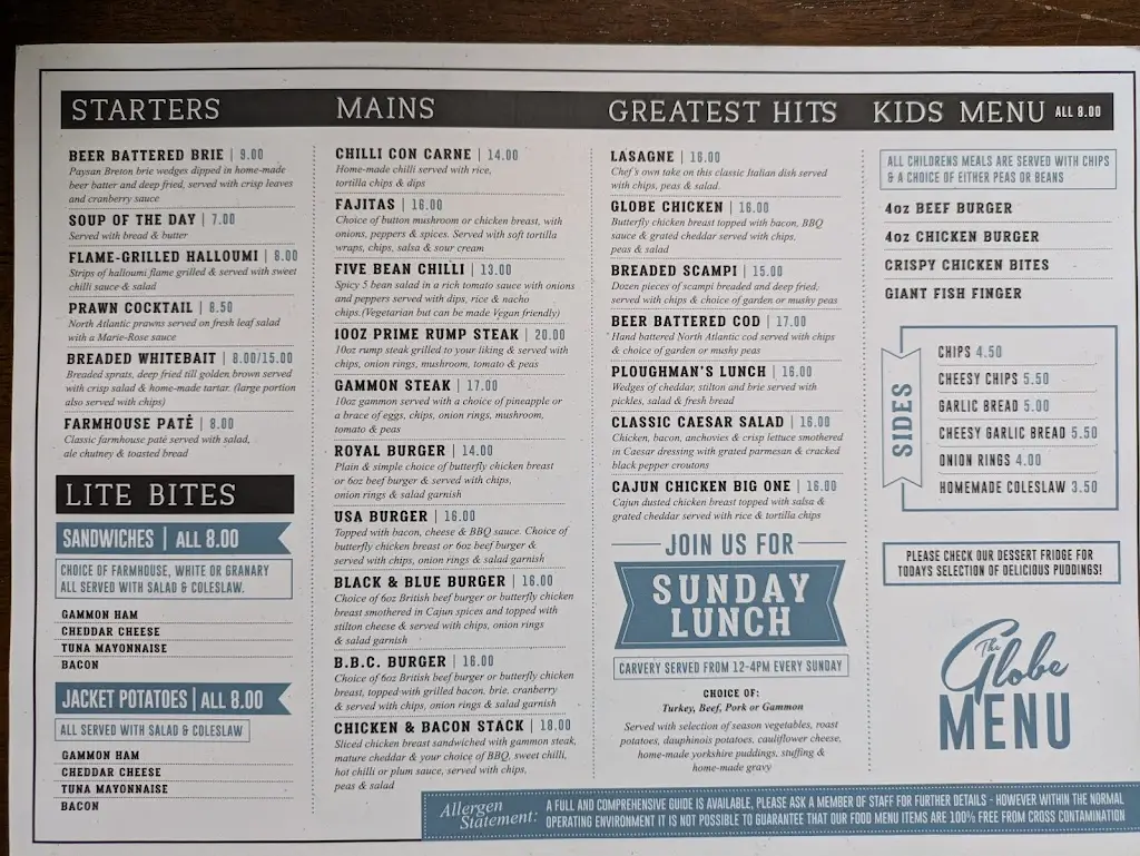 Menu_The Globe Inn_Sampford Peverell_image_1