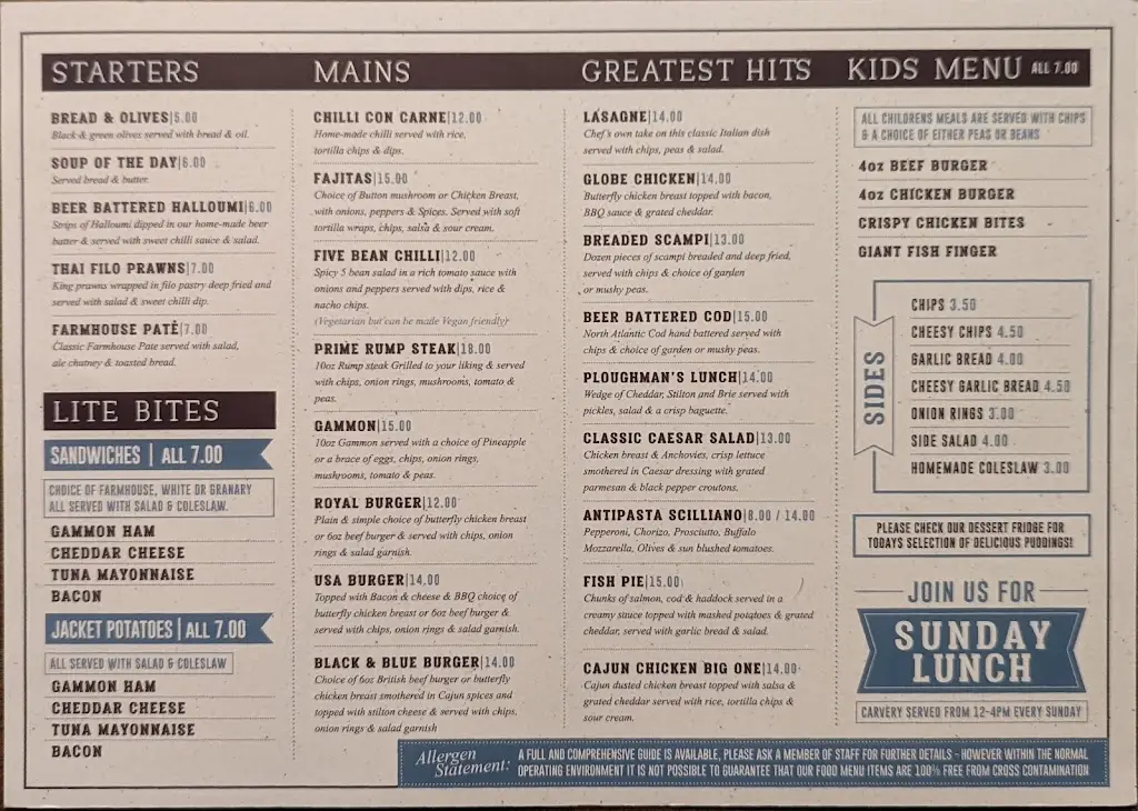 Menu_The Globe Inn_Sampford Peverell_image_3