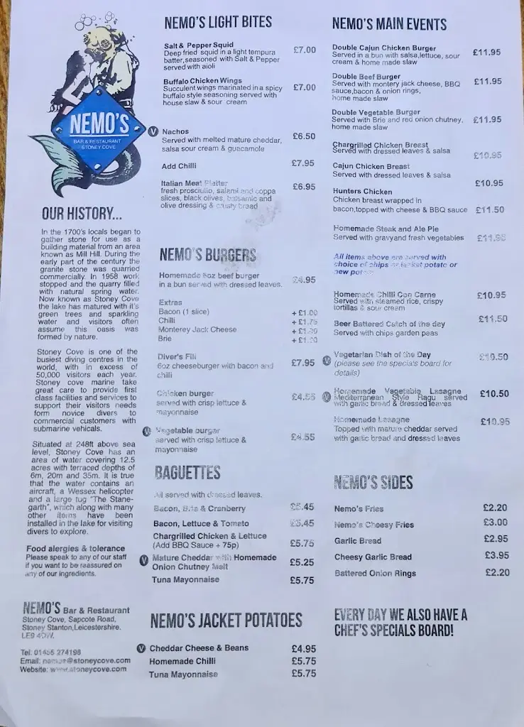 Menu_Nemo's Bar & Restaurant at Stoney Cove_Sapcote_image_2