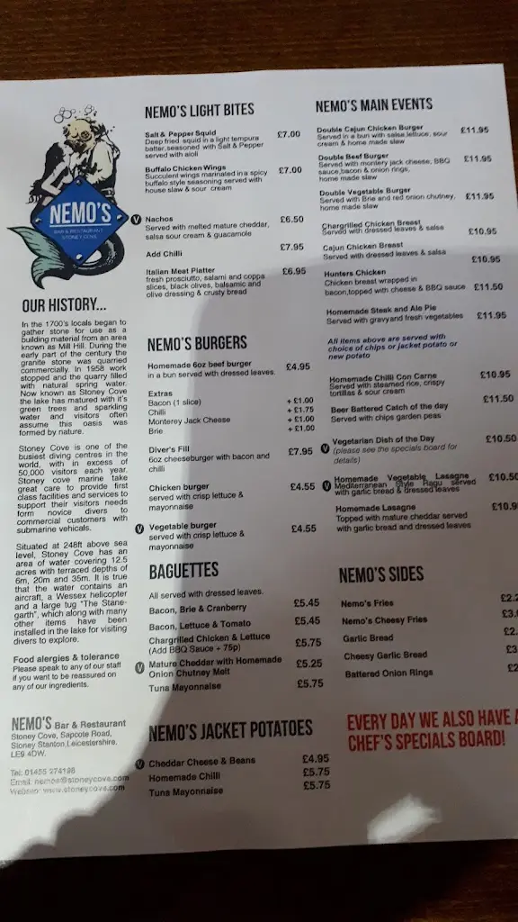 Menu_Nemo's Bar & Restaurant at Stoney Cove_Sapcote_image_4