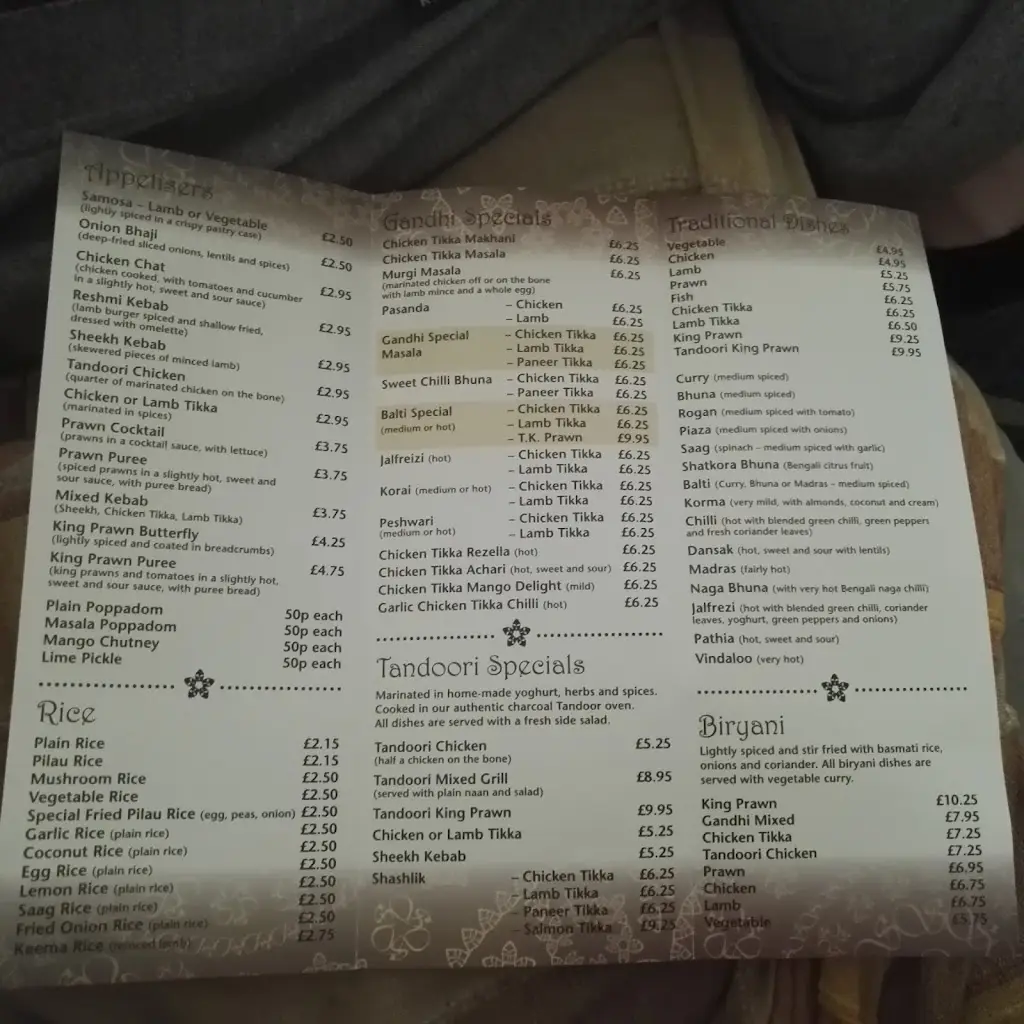 Menu_The Gandhi in Sandy_Sandy_image_1