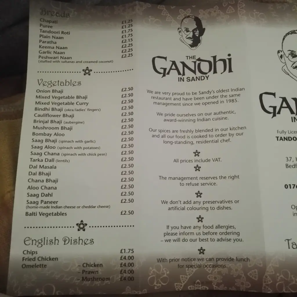 Menu_The Gandhi in Sandy_Sandy_image_4