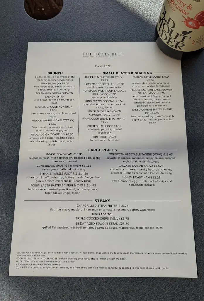 Menu_The Holly Blue_Basingstoke_image_2