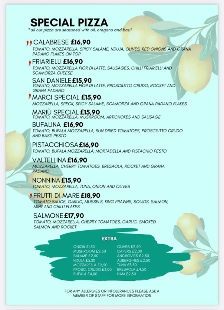 Menu_Da Mariù_Basingstoke_image_2