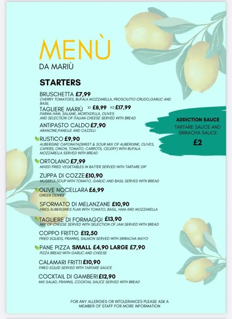 Menu_Da Mariù_Basingstoke_image_4