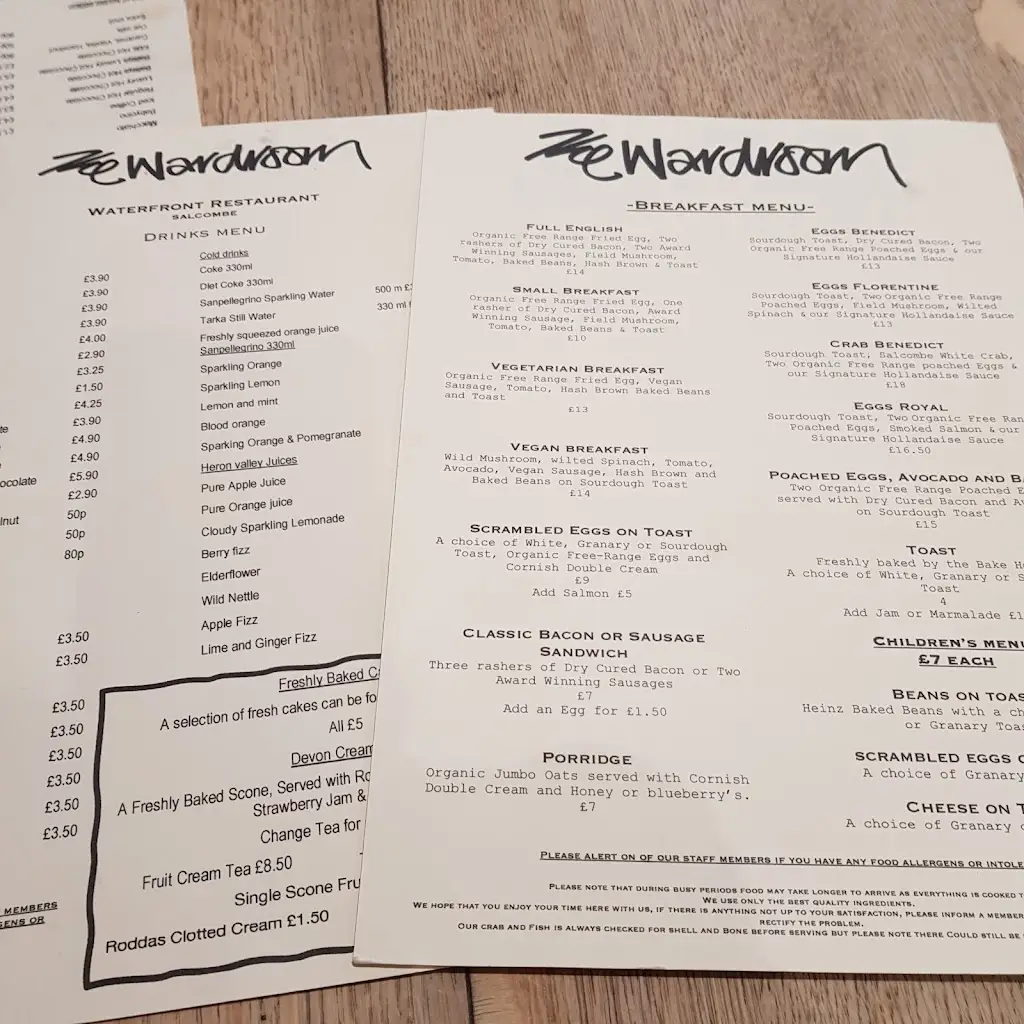 Menu_The Ward Room_Salcombe_immagine_1