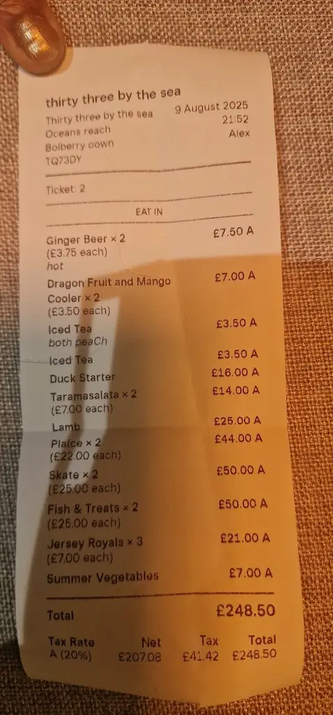 Menu_Thirty Three By The Sea_Salcombe_image_2