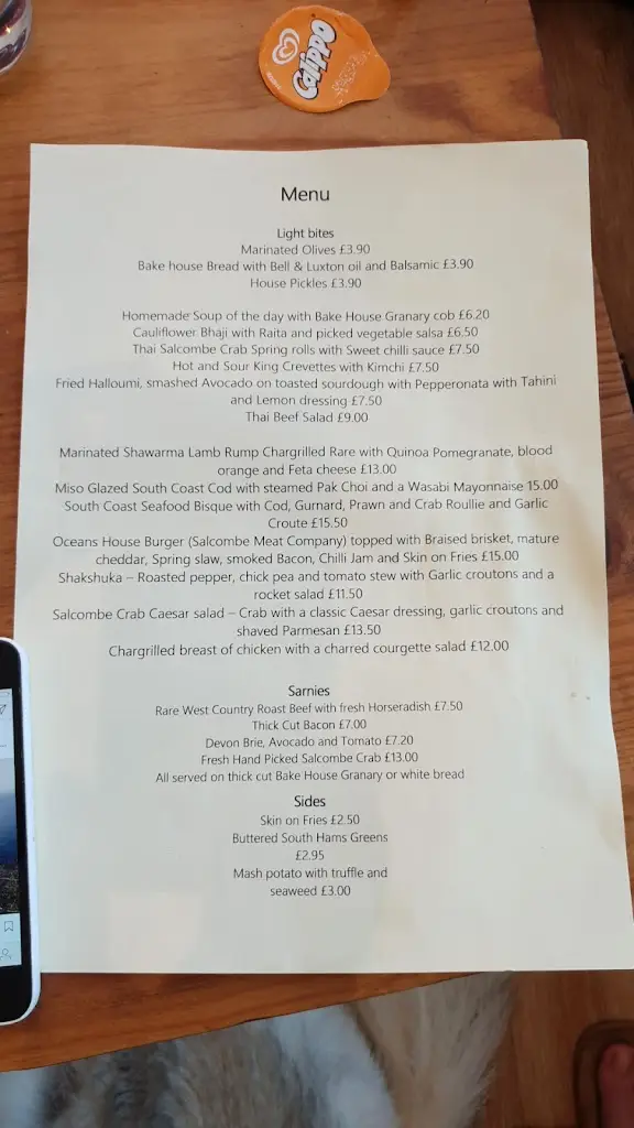 Menu_Thirty Three By The Sea_Salcombe_image_3