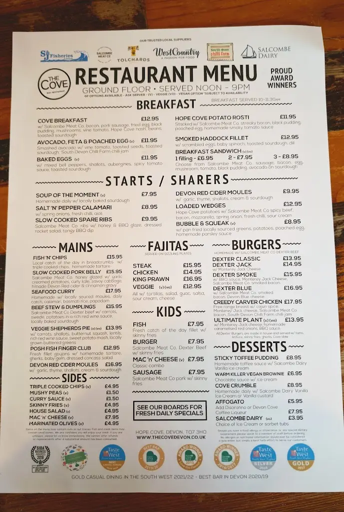 Menu_The Cove_Salcombe_image_1