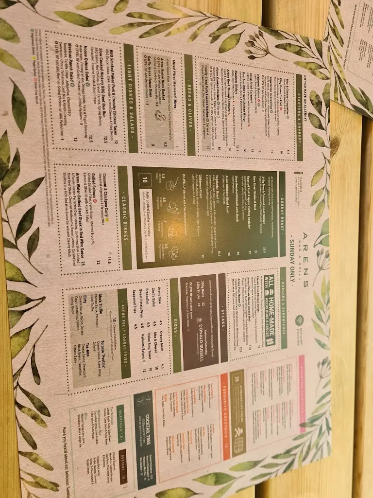 Menu_Arens Bar & Grill at The Six Bells_Ruislip_image_4