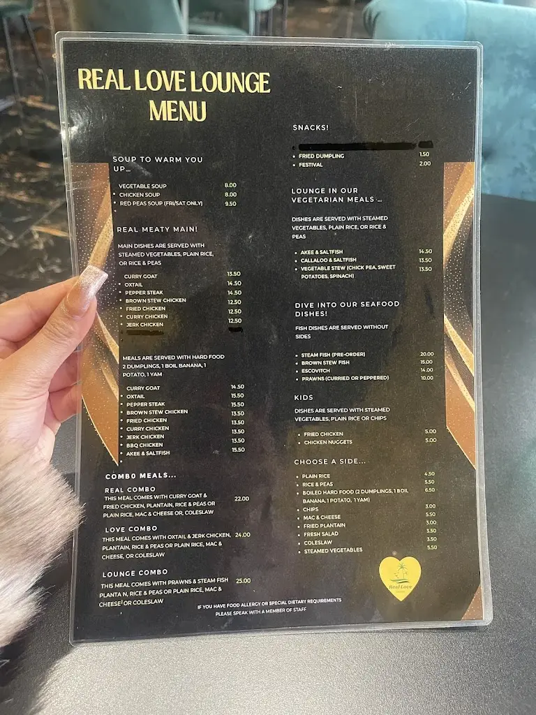 Menu_Real Love Lounge_Ruislip_imagen_2