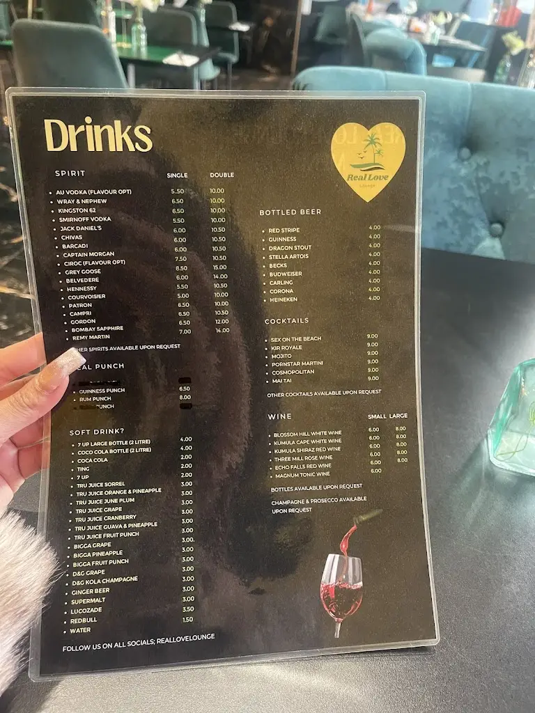Menu_Real Love Lounge_Ruislip_imagen_3