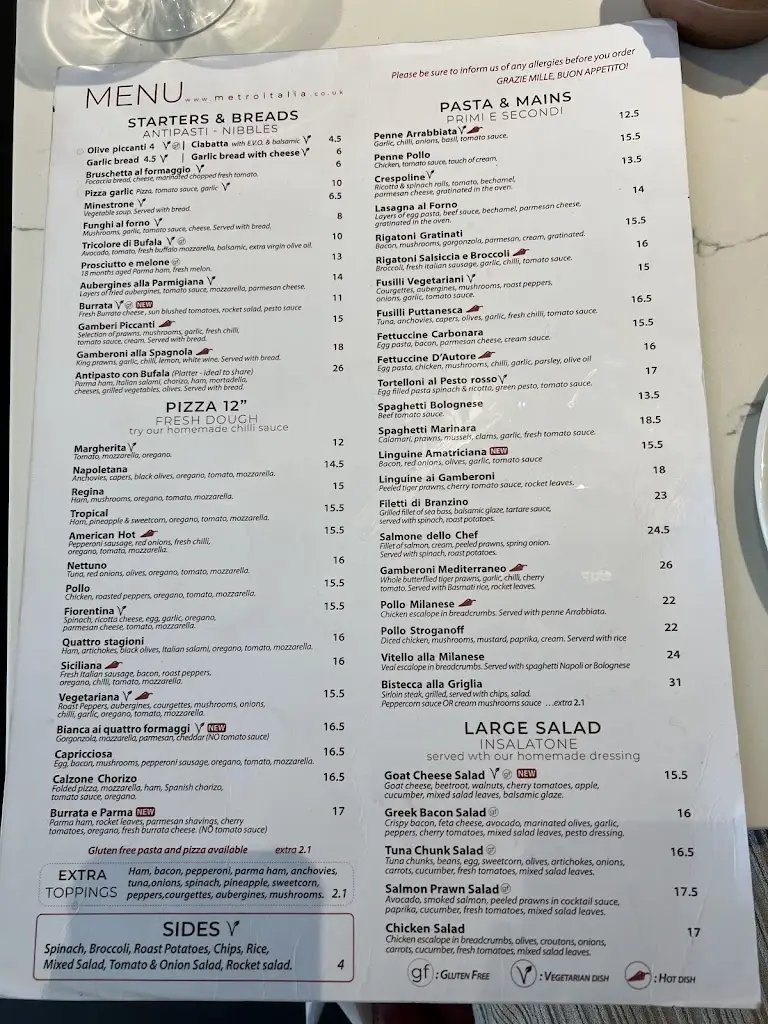 Menu_Metro Italia_Ruislip_image_1