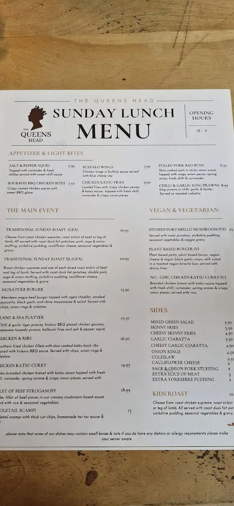 Menu_The Queens Head_Sawbridgeworth_image_1