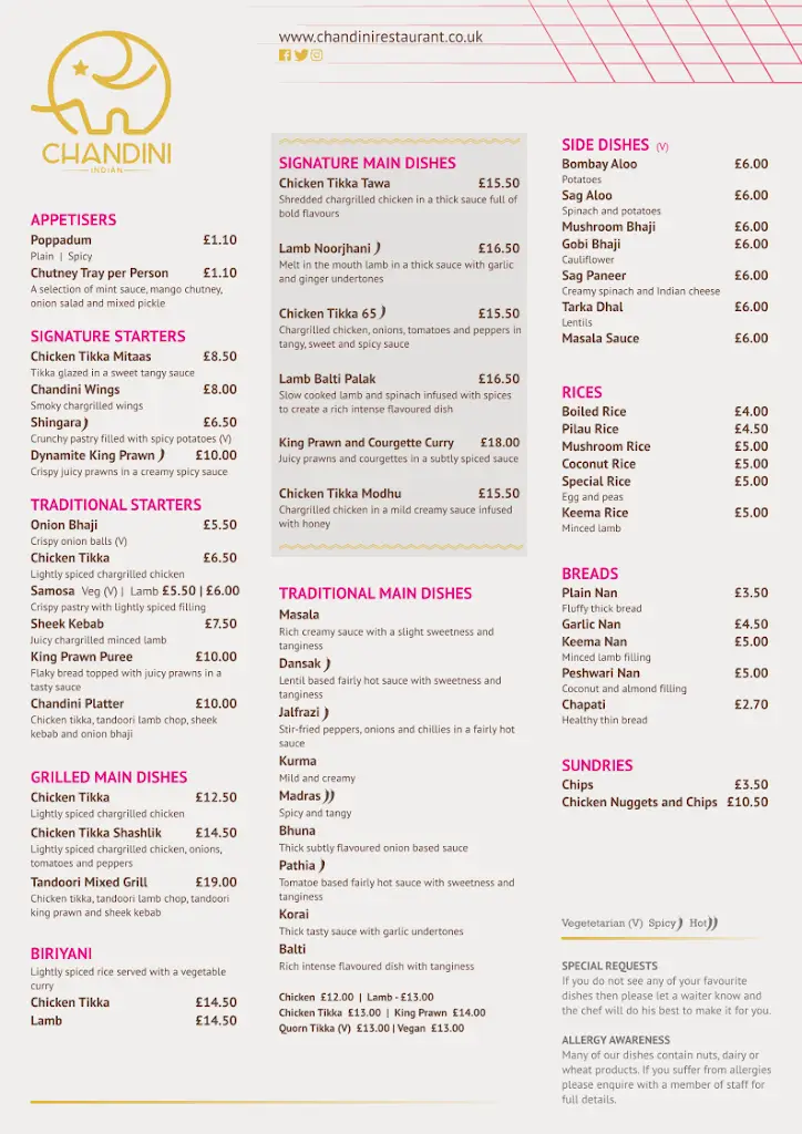 Menu_Chandini Indian_Sawbridgeworth_image_1