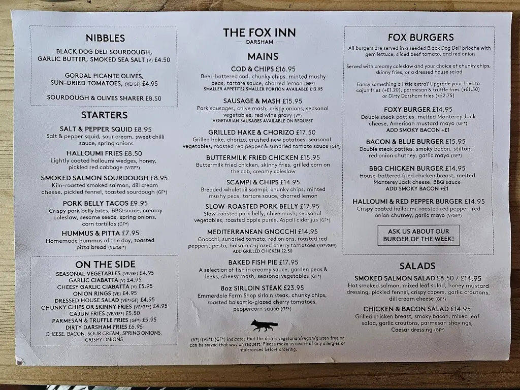 Menu_The Fox Inn_Saxmundham_image_3