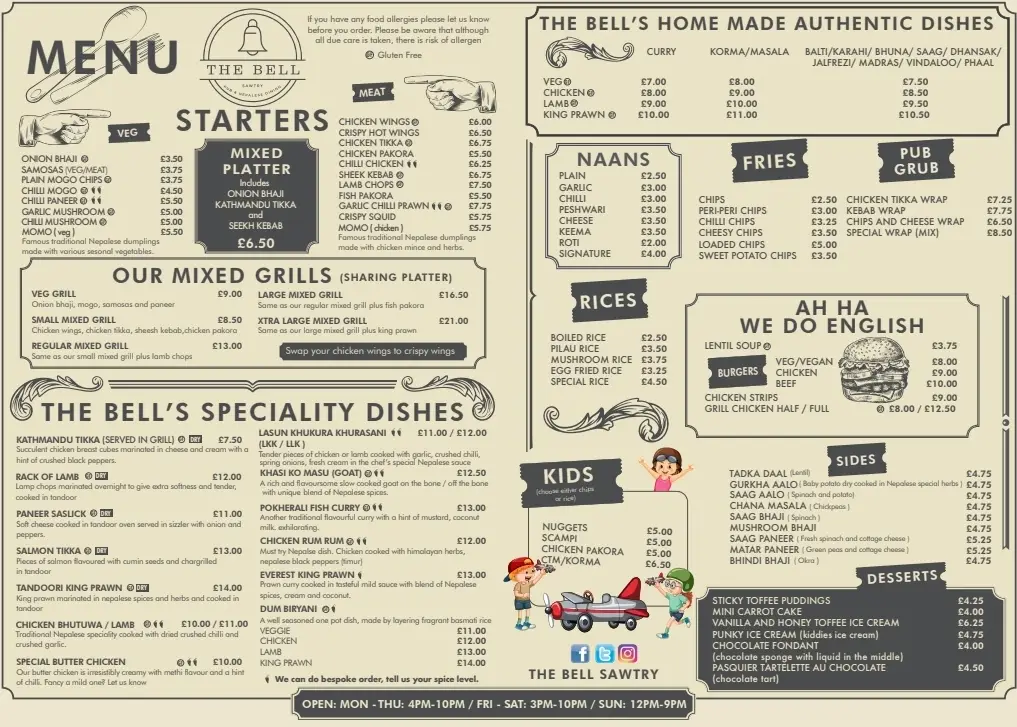 Menu_The Bell_Sawtry_image_1