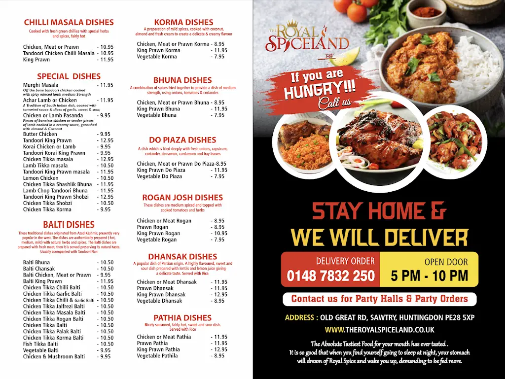 Menu_The Royal SpiceLand_Sawtry_image_2