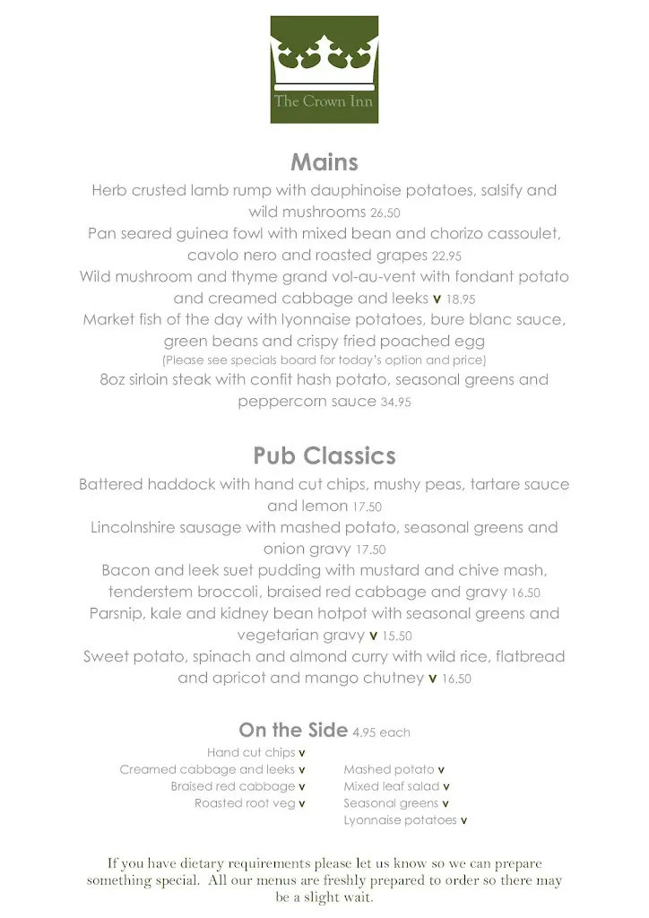 Menu_The Crown Inn_Sawtry_image_1