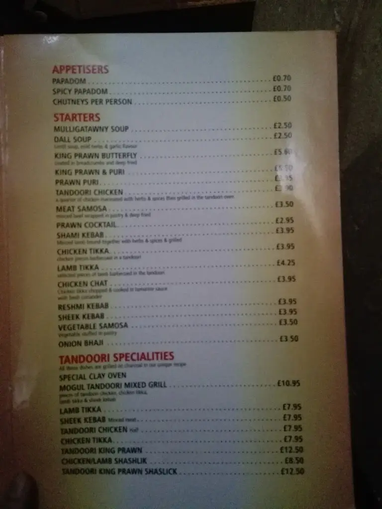 Menu_The Mogul_Saffron Walden_image_1