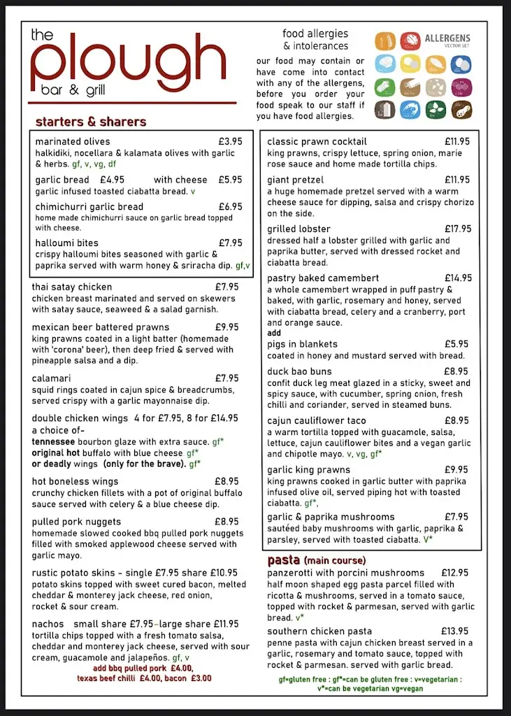 Menu_The Plough Bar & Grill_Saffron Walden_image_2