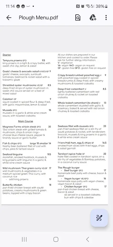 Menu_The Plough_Saffron Walden_image_3