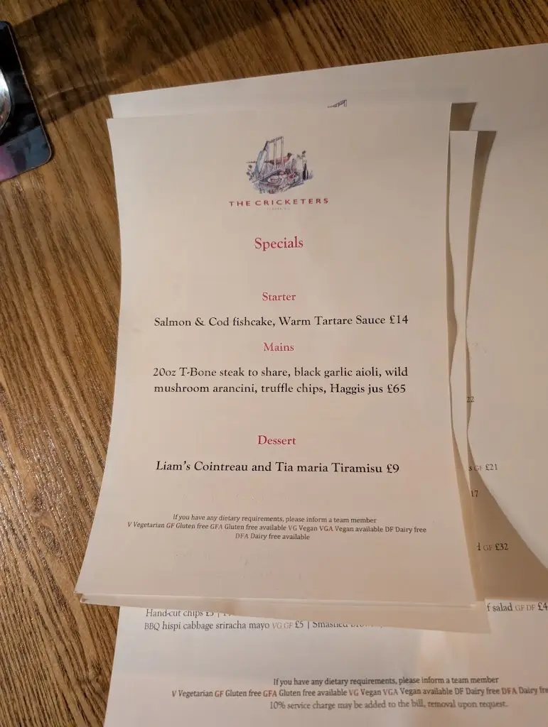 Menu_The Cricketers_Saffron Walden_image_1