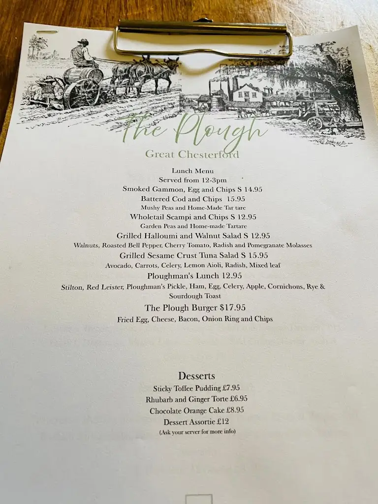 Menu_The Plough Great Chesterford_Saffron Walden_image_1