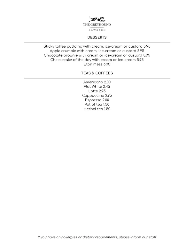 Menu_The Greyhound, Sawston_Sawston_image_4
