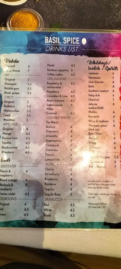 Menu_Basil Spice Indian Restaurant, Bar_Basildon_image_3