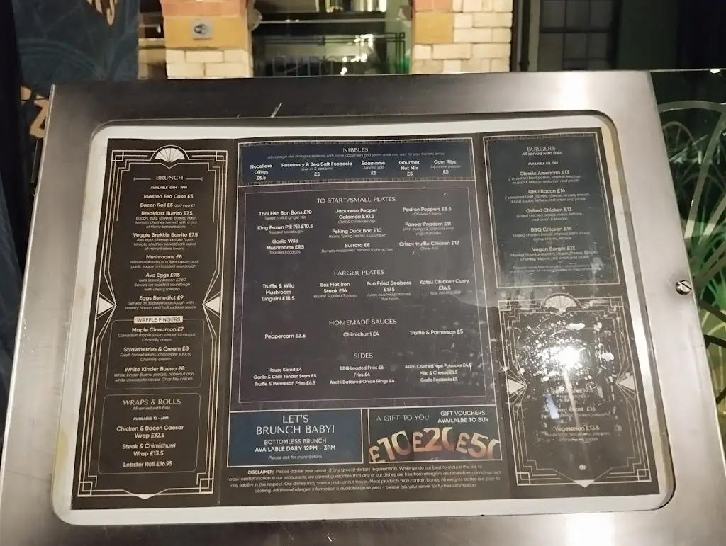 Menu_GEO Bar & Grill_Scarborough_immagine_1